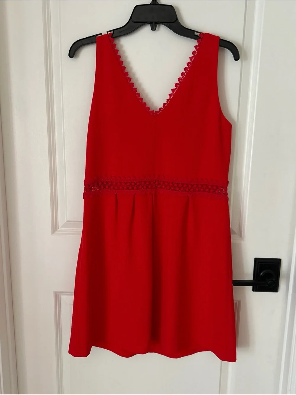 Sezane Daniela Coral-Red V-Neck Sleeveless Mini Dress